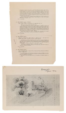 Lot #400 Eugene Delacroix (2) Handwritten Manuscripts with Original Watercolor Painting - Image 7