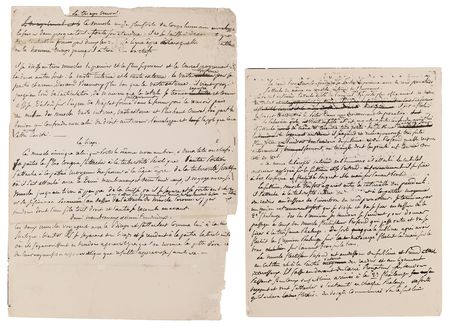 Lot #400 Eugene Delacroix (2) Handwritten Manuscripts with Original Watercolor Painting - Image 9