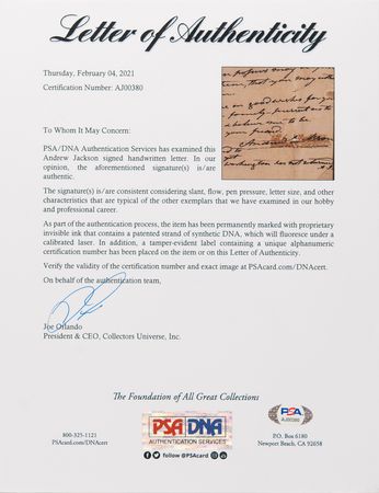 Lot #14 Andrew Jackson Autograph Letter Signed on the Missouri Compromise - Image 6