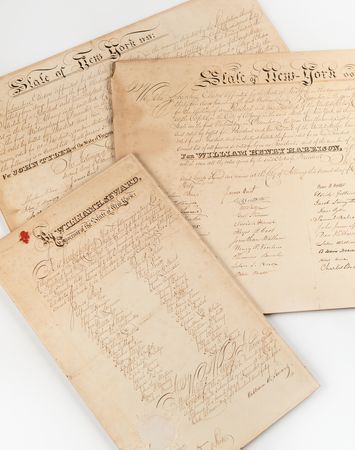 Lot #20 William Henry Harrison and John Tyler (3) New York Electoral College Certification Documents - Image 1