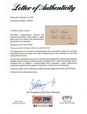 Lot #226 Martin Luther King, Jr. Signature - Dated to His 1966 Speech at the Stockholm Opera House - Image 3