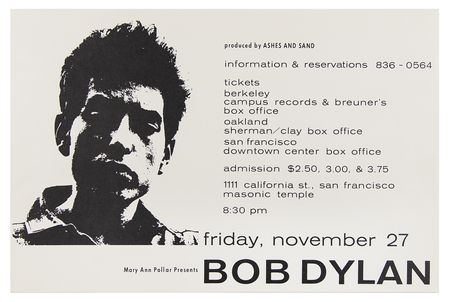 Bob Dylan Extremely Rare 1964 San Francisco Concert Poster | RR