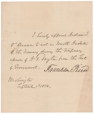 Lot #164 Franklin Pierce Document Signed as President - Image 1
