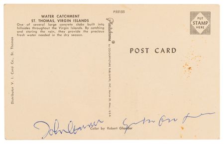 Lot #661 Beatles: John Lennon and Yoko Ono Signed Postcard - Image 1