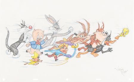 Lot #418 Looney Tunes (2) oversized original drawings by Virgil Ross - Image 2