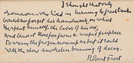 Lot #451 Robert Frost Handwritten Partial Poem - 'The Wood-Pile' - Image 1