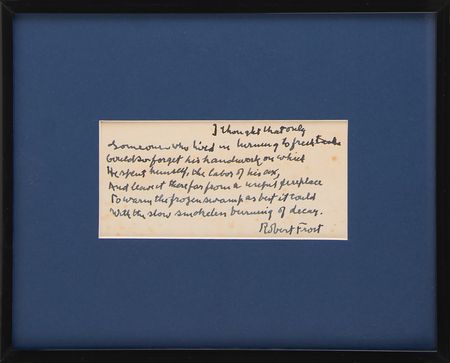 Lot #451 Robert Frost Handwritten Partial Poem - 'The Wood-Pile' - Image 2
