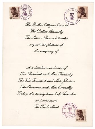 Lot #275 John F. Kennedy Legacy Multi-Signed (17) Dallas Trade Mart Luncheon Invitation - Image 2