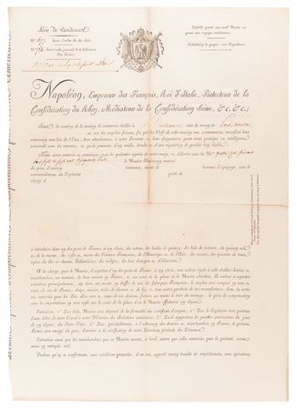 Lot #333 Napoleon Signed Maritime Passport for Exotic Trading Voyages - Image 1