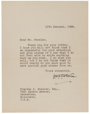 Lot #434 J. R. R. Tolkien Typed Letter Signed with Original Rally Magazine Sketch - Image 2