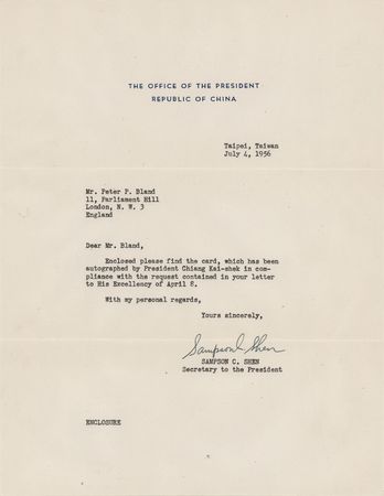 Lot #209 Chiang Kai-shek Signature - Image 2