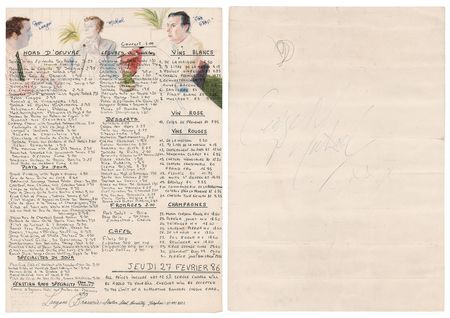 Lot #740 George Michael Signed Menu from Langan's Brasserie - Image 1