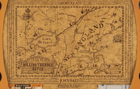 Lot #553 Bob Dylan: Rolling Thunder Revue Framed Backstage Pass, Map, Buttons, and Tickets - From the Collection of Bob Neuwirth - Image 2