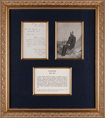Lot #352 George G. Meade Civil War-Dated Autograph Letter Signed on 
