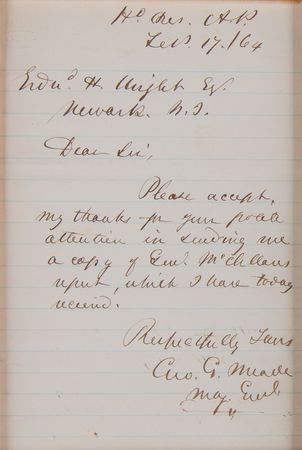 Lot #352 George G. Meade Civil War-Dated Autograph Letter Signed on 
