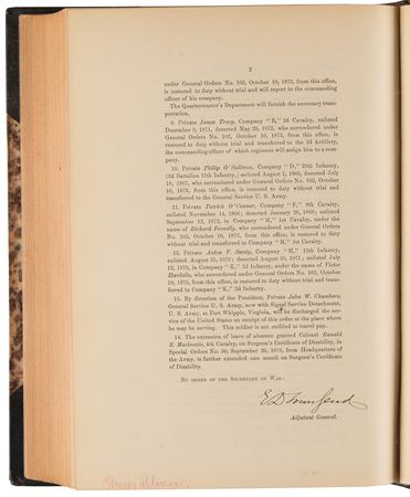 Lot #338 Indian Wars-Era War Department and Army Special Orders (c. 1872-1880) - Image 2