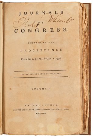 Lot #207 Journal of Congress: First Edition of the Proceedings of the First and Second Continental Congress (Sept. 5, 1774 to Jan. 1, 1776) - Image 4
