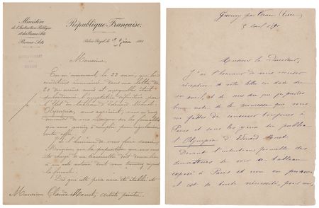 Lot #410 Claude Monet: Gustave Larroumet Letter Signed on Manet's 'Olympia' - Image 1