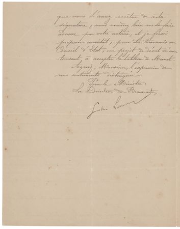 Lot #410 Claude Monet: Gustave Larroumet Letter Signed on Manet's 'Olympia' - Image 3