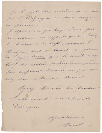 Lot #410 Claude Monet: Gustave Larroumet Letter Signed on Manet's 'Olympia' - Image 5