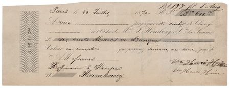 Lot #454 Heinrich Heine: Mathilde Heine Signed Check - Image 1