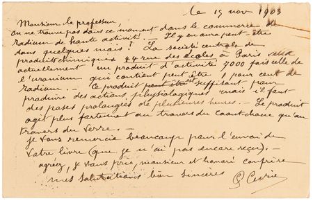 Lot #232 Pierre Curie Autograph Letter Signed, Replying to a Bacteriologist's Inquiry on Radium - Image 1