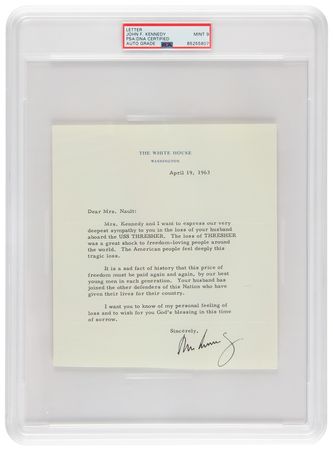 Lot #53 John F. Kennedy Typed Letter Signed as President - PSA MINT 9 - Image 1