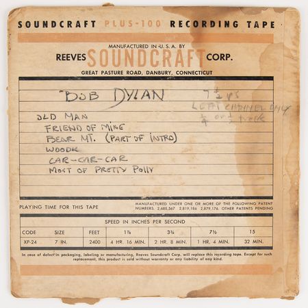 Lot #544 Bob Dylan's First Demo Tape - Original Master Recorded at The Gaslight, NYC, September 6, 1961 - From the Collection of Terri Thal - Image 3