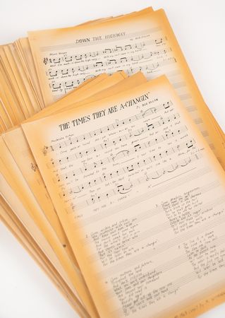 Lot #546 Bob Dylan Archive of (65) Sheet Music Lead Sheets with 'The Times They Are a-Changin',' 'Maggie's Farm,' and 'Girl of the North Country' - From the Collection of Terri Thal - Image 1