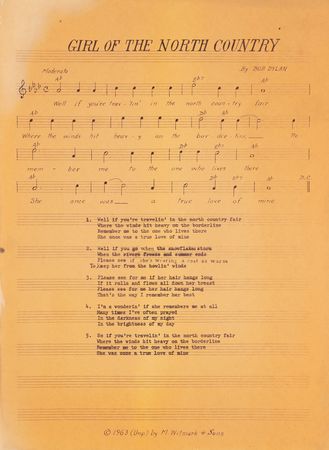 Lot #546 Bob Dylan Archive of (65) Sheet Music Lead Sheets with 'The Times They Are a-Changin',' 'Maggie's Farm,' and 'Girl of the North Country' - From the Collection of Terri Thal - Image 3