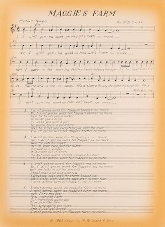 Lot #546 Bob Dylan Archive of (65) Sheet Music Lead Sheets with 'The Times They Are a-Changin',' 'Maggie's Farm,' and 'Girl of the North Country' - From the Collection of Terri Thal - Image 5