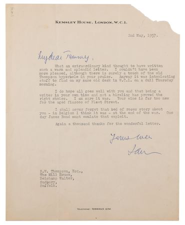 Lot #425 Ian Fleming Typed Letter Signed - 