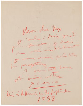 Lot #402 Pablo Picasso Autograph Letter Signed to His Financial Advisor - Image 1