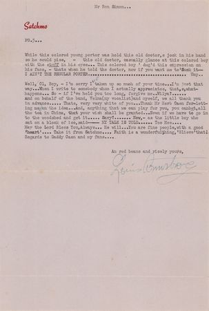 Lot #750 Louis Armstrong Typed Letter Signed on His Wife Trouble - “They would interfear with my trumpet” - Image 4