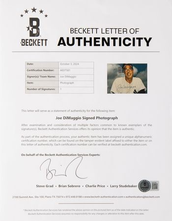 Lot #527 Joe DiMaggio Signed Oversized Photograph - Image 2
