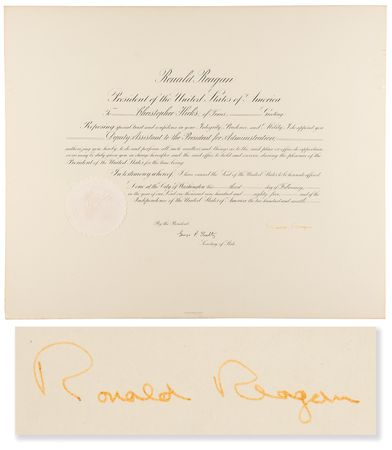 Lot #57 Ronald Reagan Rare Signed Presidential Appointment - Image 1