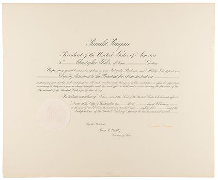 Lot #57 Ronald Reagan Rare Signed Presidential Appointment - Image 2