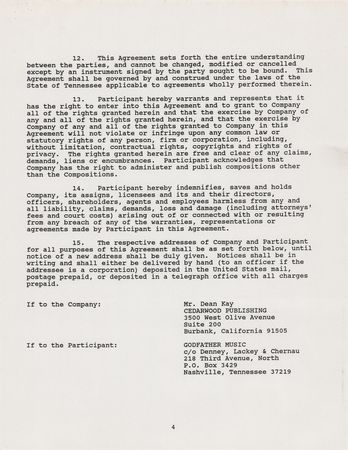 Lot #701 Carl Perkins Twice-Signed Music Contract - Image 5