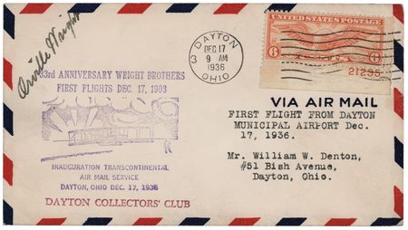 Lot #370 Orville Wright Signed 'First Flight' 33rd Anniversary Air Mail Cover (Ltd. Ed. #8/25) - Image 1