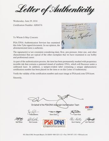 Lot #198 John Tyler Naval Document Signed as President - Image 3
