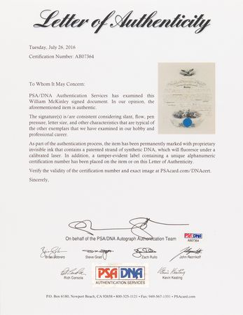 Lot #154 William McKinley Naval Document Signed as President - Image 3