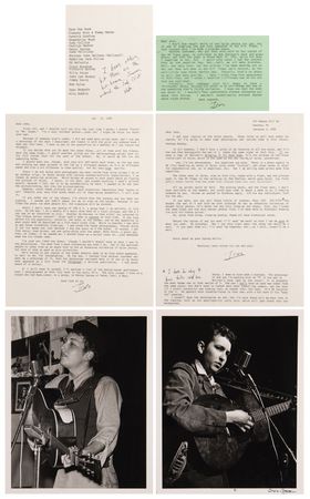 Lot #628 Bob Dylan: Irwin Gooen (3) Typed Letters Signed and (2) Photographic 'Folk City' Prints - Image 1