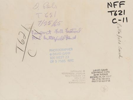 Lot #608 Bob Dylan and the Butterfield Blues Band Soundcheck Contact Sheet Photograph by David Gahr, Newport 1965 - Dylan Goes Electric - Image 2