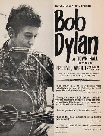 Lot #614 Bob Dylan 1963 NYC Town Hall Concert
