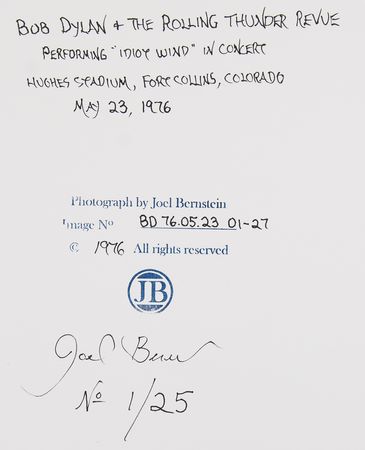 Lot #621 Bob Dylan and the Rolling Thunder Revue Oversized Photograph Signed by Photographer Joel Bernstein (Ltd. Ed. #1/25) - Image 3