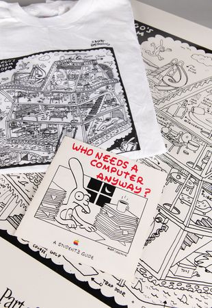 Lot #6184 Matt Groening (3) Rare Macintosh Promotional Items - Booklet, Poster, T-Shirt - Image 1