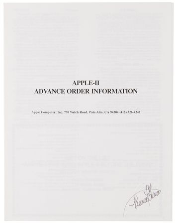 Lot #6288 Ron Wayne's Apple II Advance Order Information Brochure - Image 1