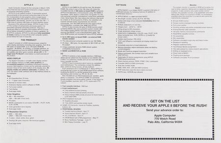 Lot #6288 Ron Wayne's Apple II Advance Order Information Brochure - Image 2