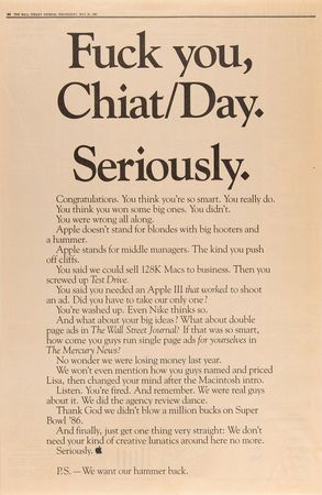 Lot #6212 Apple Computer Wall Street Journal Parody Advertisement - 