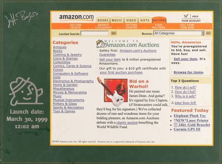 Lot #6299 Jeff Bezos Signed Amazon Auction Launch